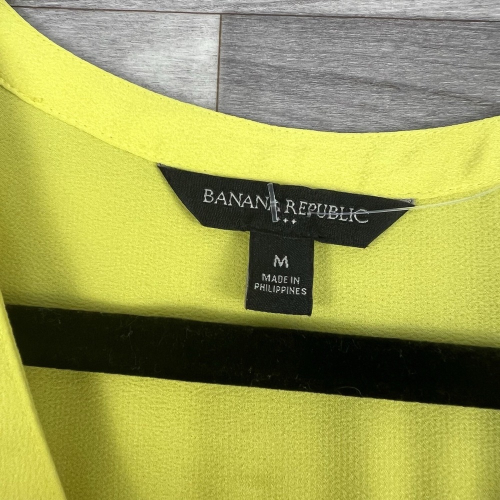 Banana Republic Dress Womens M Yellow Short Sleeve Knee Lenght Bright Tie Waist - Picture 4 of 12